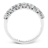 Featuring a dazzling classic design, this platinum band is accentuated by a row of 1.50 ctw sparkling round cut white diamonds.