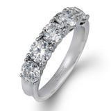 An impressive row of 2.00 ctw shimmering round cut white diamonds accentuates the lovely design of this classic platinum band.