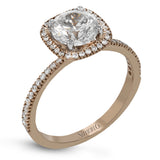 Featuring a contemporary take on a vintage style, this white gold engagement ring and band is complemented by .50 ctw of striking round cut white diamonds.