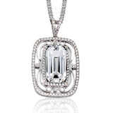 Make others green with envy by wearing this 18k white gold pendent featuring 5.67ct green tourmaline surrounded by .62cttw diamonds.