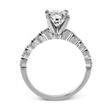 This marvelous white gold wedding set highlights its center stone with 1.19 ctw of round white diamond accents.