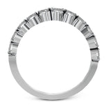 This marvelous white gold wedding set highlights its center stone with 1.19 ctw of round white diamond accents.