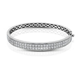 This lovely bangle bracelet makes a definite statement with 5.15 ctw of princess cut diamonds set in two rows.