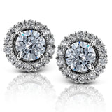 Enhance the look of your studs by adding these 18K white gold diamond jackets which surround your studs with 1.03cttw round white diamonds and add a little extra pop to any stud earrings in your jewelry wardrobe.