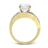 Dramatic and bold, this white gold contemporary engagement ring is accented by 1.87 ctw princess cut white diamonds and 1.67 ctw glistening baguette white diamonds.
