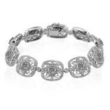 This dazzling vintage-inspired yellow, rose, and white gold bracelet is accented by 3.38 ctw round cut white diamonds and 2.80 ctw yellow oval diamonds.