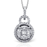 Presenting a shimmering modern geometric design, this white gold pendant is accented with .39 ctw marquise cut white diamonds, .15 ctw princess cut white diamonds, and .26 ctw round cut white diamonds.