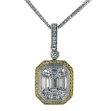18K white and rose gold pendent featuring 2.08cttw white diamonds and .15cttw natural pink diamonds.
