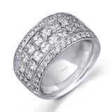 The classic design of this white gold band is highlighted by .78 cttw round cut white diamonds with 3.12 cttw of Asscher cut diamonds.