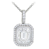18K white and rose gold pendent featuring .78cttw white diamonds and .09cttw pink diamonds.