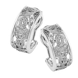 Featuring a delicate floral design, these two-tone vintage style earrings are set with .23 ctw of round cut white diamonds and .04 ctw of round yellow diamonds in a shimmering yellow and white gold setting.