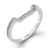 This vintage-inspired 18k white gold engagement ring is the perfect design for princess cut center stone because it has a detailed square shaped halo. The entire ring is set with .62 ctw of white diamonds.