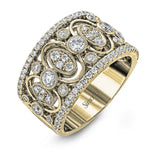 Delicate yet sophisticated, this stunning white gold ring is set with .75ctw round cut white diamonds highlighted by .27 ctw round cut white diamonds.