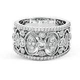 Delicate yet sophisticated, this stunning white gold ring is set with .75ctw round cut white diamonds highlighted by .27 ctw round cut white diamonds.