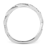 This impressive white gold band is accented by a remarkable twist design set with .24 ctw of dazzling round cut white diamonds.