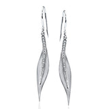 The leaf-like design on these modern earrings was inspired by nature. They contain .13 ctw of scintillating white diamonds.