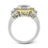 Featuring an eye-catching design, this stunning white and rose gold ring is highlighted by a 1.01 ctw center mosaic of white diamonds, accented by .28 ctw round white diamonds, .49 ctw emerald cut white diamonds, and .11 ctw round pink diamonds.