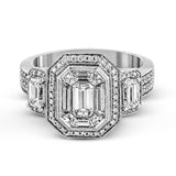 Featuring an eye-catching design, this stunning white and rose gold ring is highlighted by a 1.01 ctw center mosaic of white diamonds, accented by .28 ctw round white diamonds, .49 ctw emerald cut white diamonds, and .11 ctw round pink diamonds.