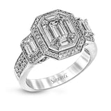 Featuring an eye-catching design, this stunning white and rose gold ring is highlighted by a 1.01 ctw center mosaic of white diamonds, accented by .28 ctw round white diamonds, .49 ctw emerald cut white diamonds, and .11 ctw round pink diamonds.