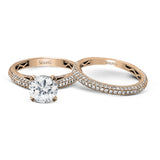 This classically styled white gold engagement ring is set with 1.30 ctw of shimmering white diamonds in a stunning design.