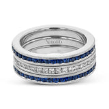 This lovely set of bands contains .63 ctw of white diamonds and 1.62 ctw of deep blue sapphires. Perfect for stacking.
