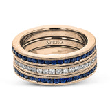 This lovely set of bands contains .63 ctw of white diamonds and 1.62 ctw of deep blue sapphires. Perfect for stacking.
