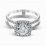 Featuring an eye-catching modern design, this white gold ring is accentuated with a dazzling .50 ctw round cut white diamonds.