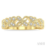 1/5 Ctw Floral Lattice Round Cut Diamond Wedding Band in 14K Yellow Gold