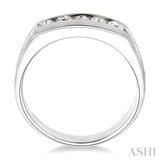 1/2 Ctw Channel Set Round Cut Diamonds Men's Ring in 14K White Gold