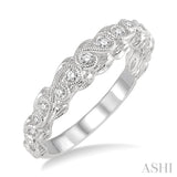 1/6 Ctw Lattice Milgrain Creeper Round Cut Diamond Stack Band in 14K White Gold