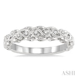 1/6 Ctw Lattice Milgrain Creeper Round Cut Diamond Stack Band in 14K White Gold