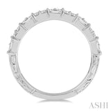 5/8 Ctw Paneled Baguette and Round Cut Diamond Wedding Band in 14K White Gold