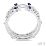 2.1 MM Round Cut Sapphire and 1/3 Ctw Round Cut Diamond Insert Precious Ring in 14K White Gold