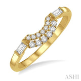 1/5 Ctw Curved Twin Row Round Cut and Baguette Diamond Wedding Band in 14K Yellow Gold
