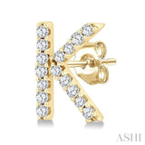 1/10 Ctw Initial 'K' Round Cut Diamond Earrings in 10K Yellow Gold