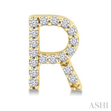 1/10 Ctw Initial 'R' Round Cut Diamond Earrings in 10K Yellow Gold