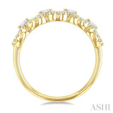 1/4 Ctw Baguette And Round Cut Diamond Stackable Oval Shape Link Fashion Band in 10K Yellow Gold