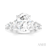 1 1/4 Ctw Oval Shape Oval and Round Cut Diamond Semi-Mount Engagement Ring in 14K White Gold