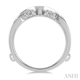 1/2 Ctw Curved Center Baguette Tower and Round Cut Diamond Insert Ring in 14K White Gold