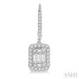1 Ctw Baguette & Round Cut Fusion Diamond Earrings in 14K White Gold