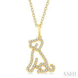 1/6 Ctw Petite Sitting Dog Round Cut Diamond Fashion Pendant With Chain in 10K Yellow Gold