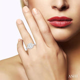 1 1/2 Ctw Lovebright Diamond Cluster Ring in 14K White and Rose Gold