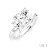 1/2 Ctw Akari Princess Shape Marquise and Round Cut Diamond Semi-Mount Engagement Ring in 14K White Gold