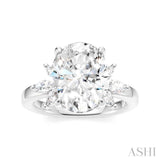 1/2 Ctw Akari Oval Shape Marquise and Round Cut Diamond Semi-Mount Engagement Ring in 14K White Gold