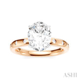 1/6 Ctw Akari Oval Shape Round Cut Diamond Semi-Mount Engagement Ring in 14K Rose and White Gold