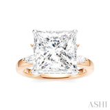 5/8 Ctw Akari Princess Shape Marquise and Round Cut Diamond Semi-Mount Engagement Ring in 14K Rose and White Gold