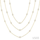 3 Ctw Bezel Set Round Cut Diamond 60-Inch Long Station Necklace in 14K Yellow Gold