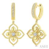 1/6 Ctw Blossom Round Cut Diamond Fashion Drop Earrings in 10K Yellow Gold