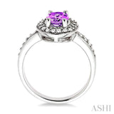 8x6 MM Oval Cut Amethyst and 1/3 Ctw Round Cut Diamond Ring in 14K White Gold