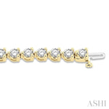 10 Ctw 3 Prong Round Cut Diamond Tennis Bracelet in 14K Yellow Gold